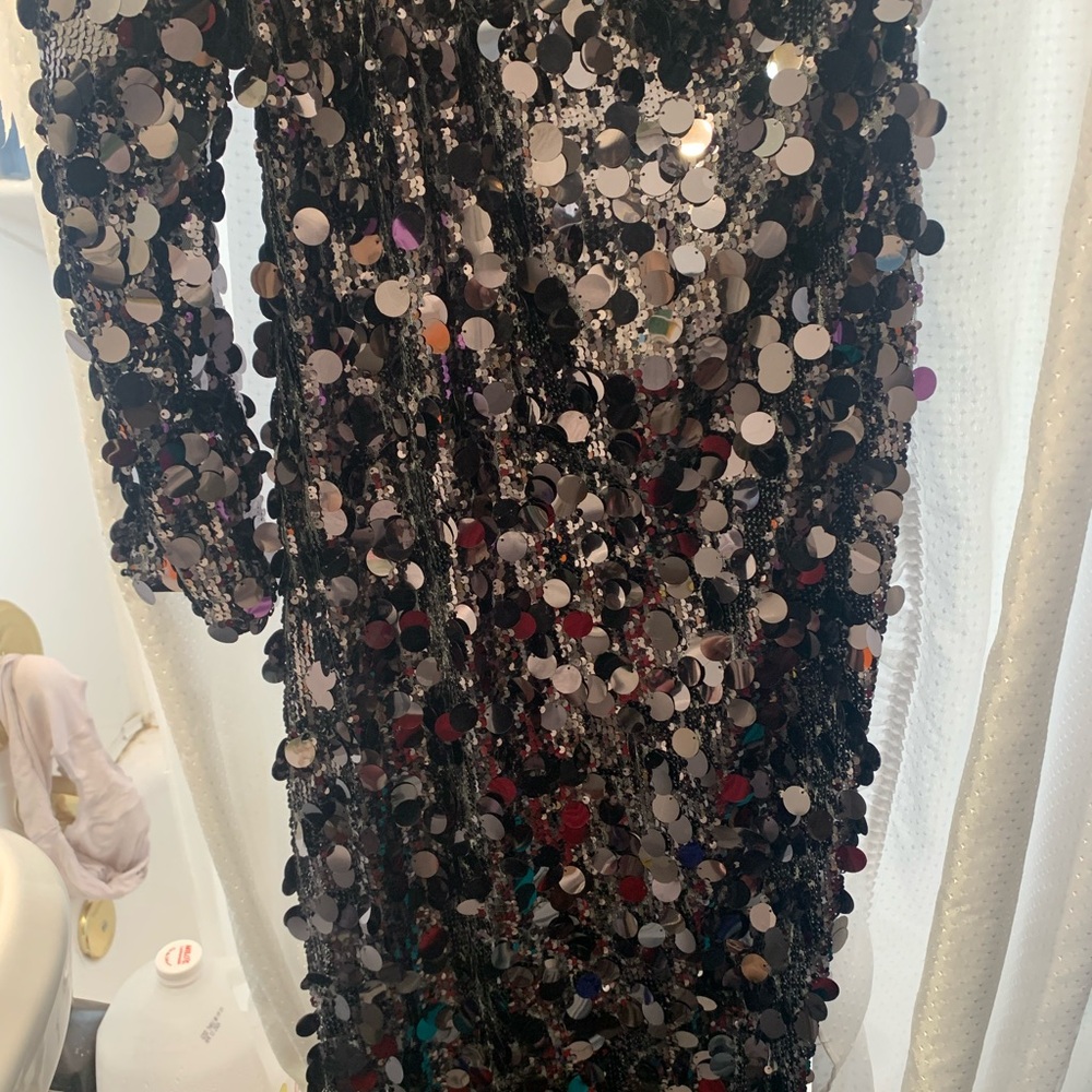 AKIRA Black One-Shoulder Sequin Dress